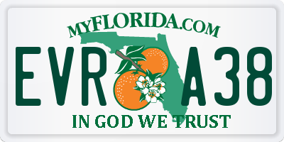 FL license plate EVRA38