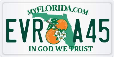 FL license plate EVRA45