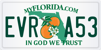 FL license plate EVRA53
