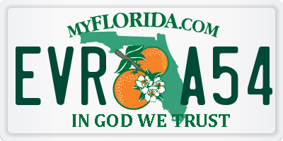 FL license plate EVRA54