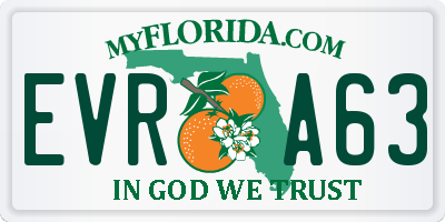 FL license plate EVRA63
