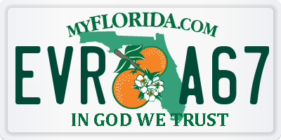 FL license plate EVRA67