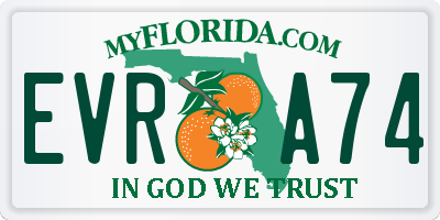 FL license plate EVRA74