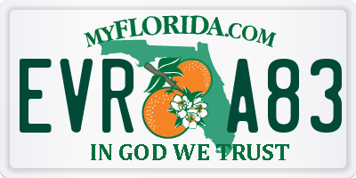 FL license plate EVRA83