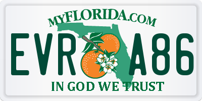 FL license plate EVRA86