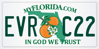 FL license plate EVRC22