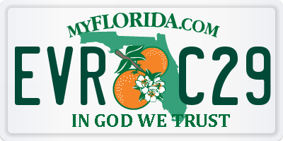FL license plate EVRC29