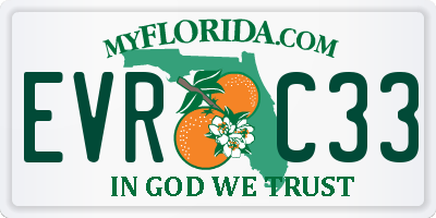 FL license plate EVRC33