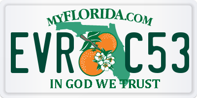 FL license plate EVRC53