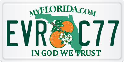FL license plate EVRC77