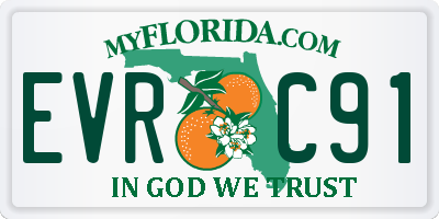 FL license plate EVRC91