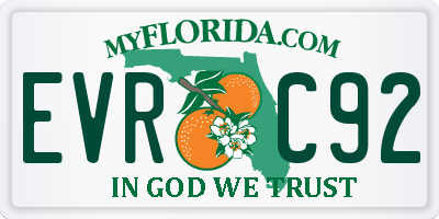 FL license plate EVRC92