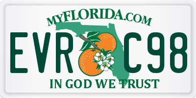 FL license plate EVRC98