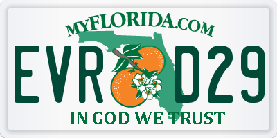 FL license plate EVRD29