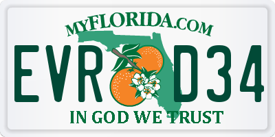 FL license plate EVRD34