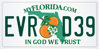 FL license plate EVRD39