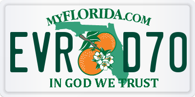 FL license plate EVRD70