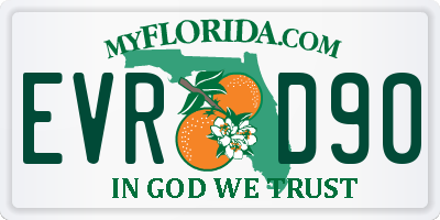 FL license plate EVRD90