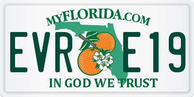 FL license plate EVRE19