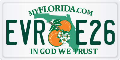 FL license plate EVRE26