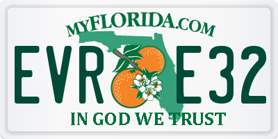 FL license plate EVRE32