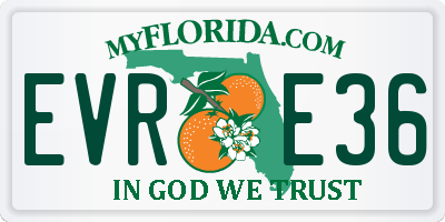FL license plate EVRE36