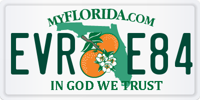 FL license plate EVRE84