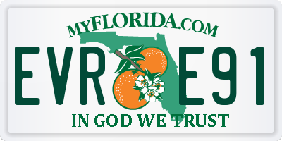 FL license plate EVRE91
