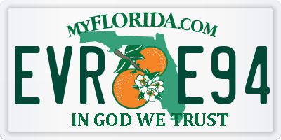 FL license plate EVRE94