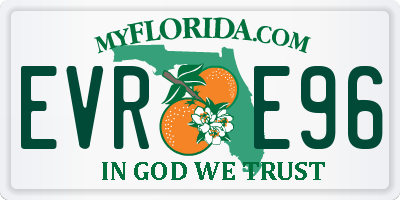FL license plate EVRE96