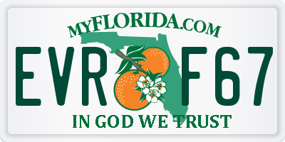 FL license plate EVRF67