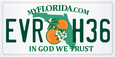 FL license plate EVRH36