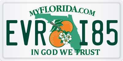 FL license plate EVRI85
