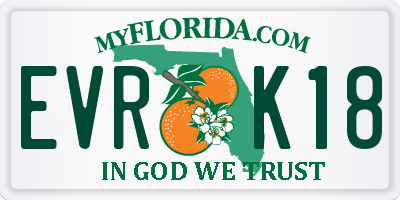 FL license plate EVRK18