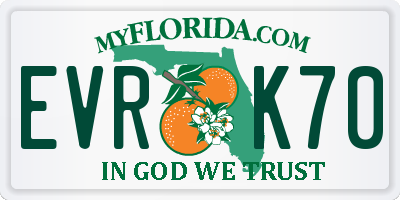 FL license plate EVRK70