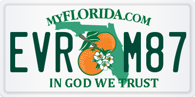 FL license plate EVRM87