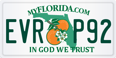 FL license plate EVRP92