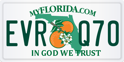FL license plate EVRQ70