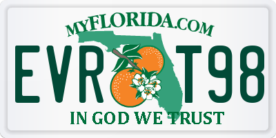 FL license plate EVRT98