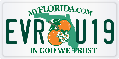 FL license plate EVRU19