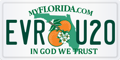 FL license plate EVRU20
