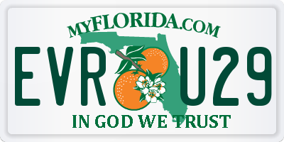 FL license plate EVRU29