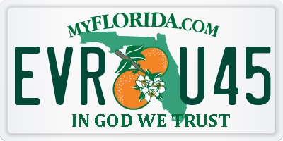 FL license plate EVRU45