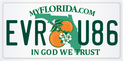 FL license plate EVRU86