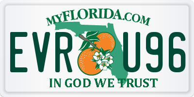 FL license plate EVRU96