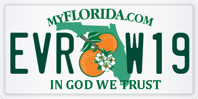 FL license plate EVRW19