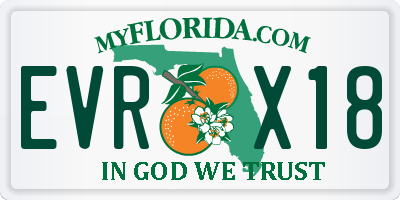 FL license plate EVRX18