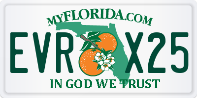 FL license plate EVRX25