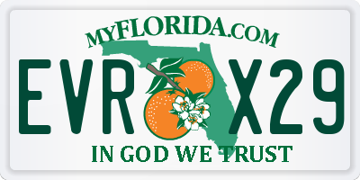 FL license plate EVRX29
