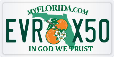 FL license plate EVRX50